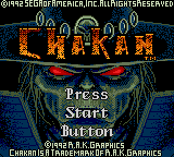 Chakan title screen for Sega Game Gear
